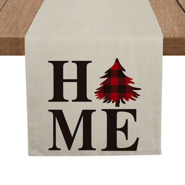 Artoid Mode Home Buffalo Plaid Tree Table Runner, Seasonal Winter Christmas Holiday Tablecloth Kitchen Dining Table Linen for Indoor Outdoor Home Party Decor 13 x 72 Inch