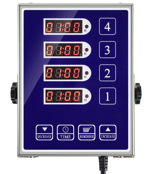 YOOYIST Commercial 4 Channels Kitchen Timers Restaurant Timer Loud Alarm Cooking Reminder Stainless Steel Clear Display for Multiple Events