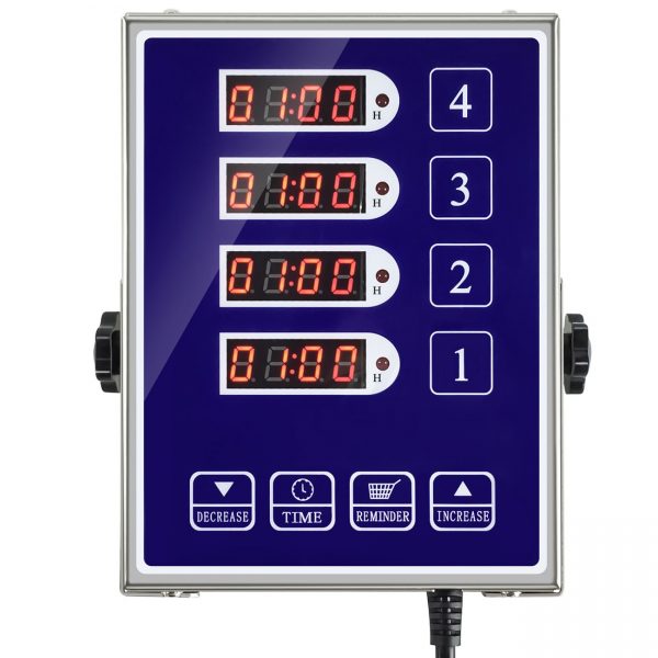YOOYIST Commercial 4 Channels Kitchen Timers Restaurant Timer Loud Alarm Cooking Reminder Stainless Steel Clear Display for Multiple Events