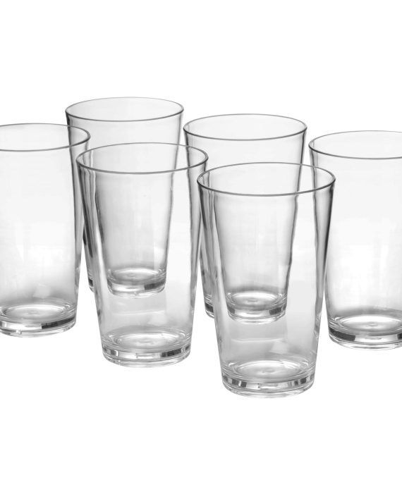 18-ounce Plastic Tumblers Water Juice Cups Dishwasher Safe BPA-free Clear Set of 6 Premium Quality Drinking Glasses
