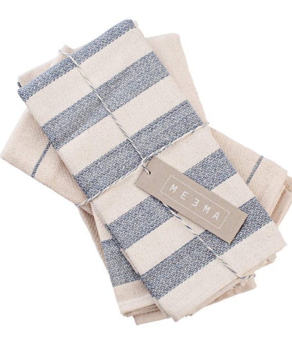 MEEMA Dish Towels Cotton Kitchen Towels | Super Absorbent Weave | Made with Upcycled Denim and Cotton | Set of 4, 20 x 28 in. Zero Waste Unpaper Towels Kitchen Towels and Dishcloths Sets