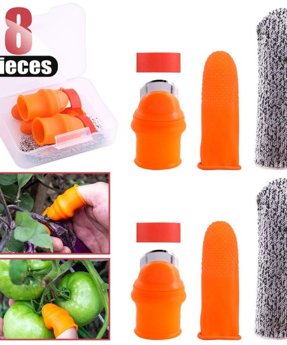 Hilitchi 6 Pack Small Size Garden Silicone Thumb Knife Agricultural Thumb Cutter Gardening Gifts Harvesting Plant Knife Trim Garden Vegetable Gardening Tools Plucking Device