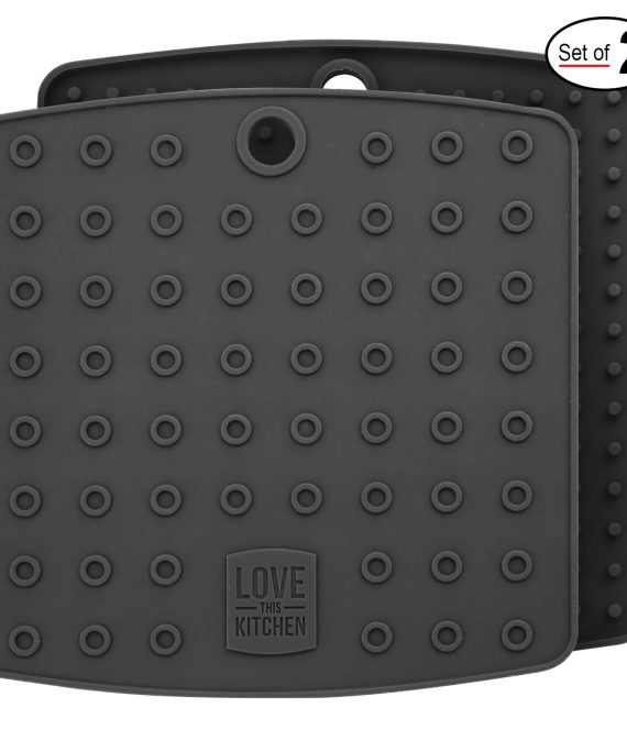 Premium Silicone Pot Holders for Kitchen - Easy to Clean Trivets for Hot Pots and Pans - This Kitchen Tool Works Well as Silicone Trivet, Hot Pads for Oven, Potholders (7x7 in, Gray, 1 Pair)