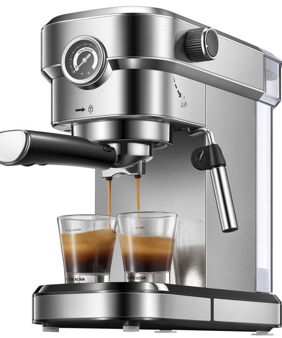 Yabano Espresso Machine, Compact Espresso Maker with Milk Frother Wand, 15 Bar Professional Coffee Machine for Espresso, Cappuccino and Latte (Renewed)