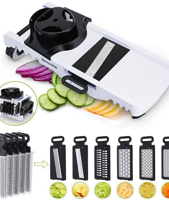 SAWAKE Mandoline Slicer Vegetable Slicer, 6-in-1 Multifunctional Vegetable Cutter Julienne Slicer Food Slicer, Foldable Cheese Shredder Grater for Fruits, Veggie, Potato, Tomato, Onion, Cucumber