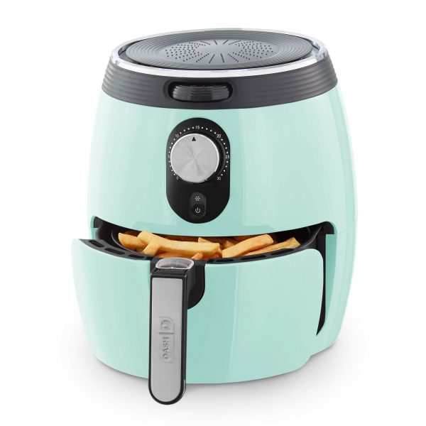 DASH DMAF355GBAQ02 Deluxe Electric Air Fryer + Oven Cooker with Temperature Control, Non Stick Fry Basket, Recipe Guide + Auto Shut off Feature, 3qt, Aqua