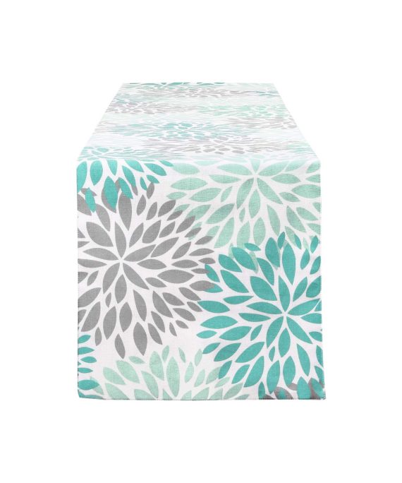Alishomtll Dahlia Pinnata Table Runner Green and Gray Print Flower Table Runners for Catering Events, Dinner Parties, Wedding, Spring Holiday, Indoor and Outdoor Parties