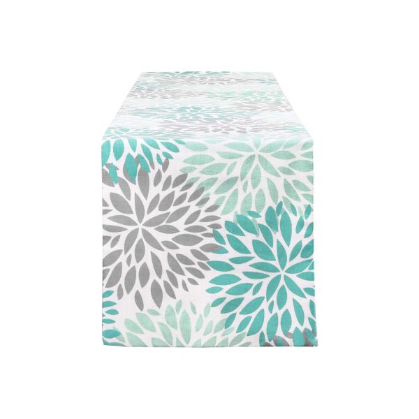 Alishomtll Dahlia Pinnata Table Runner Green and Gray Print Flower Table Runners for Catering Events, Dinner Parties, Wedding, Spring Holiday, Indoor and Outdoor Parties