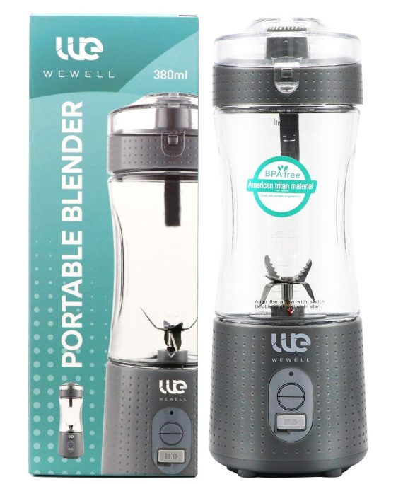 Wewell Portable, Handheld Blender, Personal Size Blender Smoothies and Shakes, Mini Jucier Cup USB Rechargeabl USB Rechargeable with Six Blades, Home, Travel, Gray
