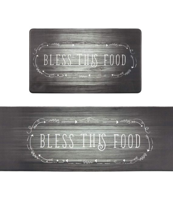 Ailsan Anti Fatigue Kitchen Rug and Mat Set 2 Piece Black Comfort Heavy Duty Standing Mat PVC Leather Kitchen Floor Mats 18" x 29"+18" x 47" Waterproof Non Slip Cushioned Rugs for Indoor Bathroom Home