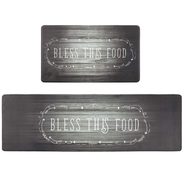 Ailsan Anti Fatigue Kitchen Rug and Mat Set 2 Piece Black Comfort Heavy Duty Standing Mat PVC Leather Kitchen Floor Mats 18" x 29"+18" x 47" Waterproof Non Slip Cushioned Rugs for Indoor Bathroom Home