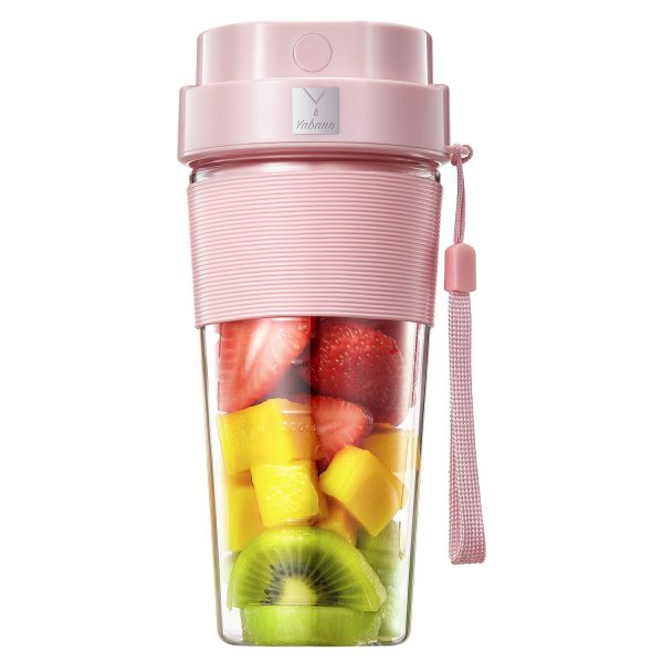 Portable Blender, 300W Rechargeable Personal Blender for Shakes and Smoothies, Mini Blender with Tritan Travel Cup for Sports, Travel, Gym, Home and Office, Pink