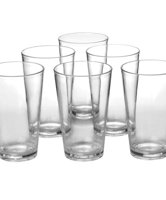 Classic 18-ounce Plastic Tumblers Drinking Cups Dishwasher Safe BPA-free Clear set of 6 Premium Quality Dinner Glasses