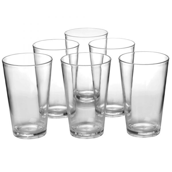 Classic 18-ounce Plastic Tumblers Drinking Cups Dishwasher Safe BPA-free Clear set of 6 Premium Quality Dinner Glasses