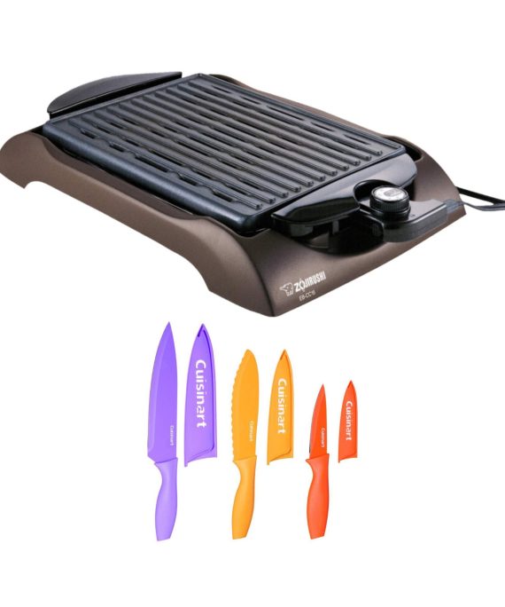 Zojirushi EB-CC15 Indoor Electric Grill with 6-Piece Nonstick Color Chef Knife Set (2 Items)