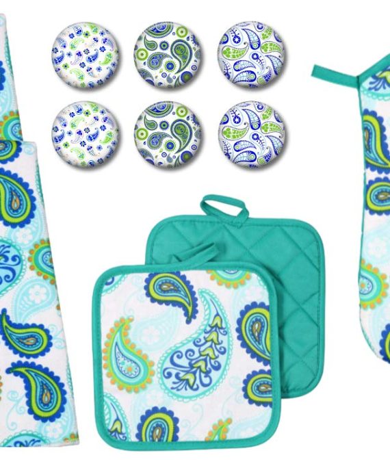 Kitchen Towel Set with Pot Holders Oven Mitt
