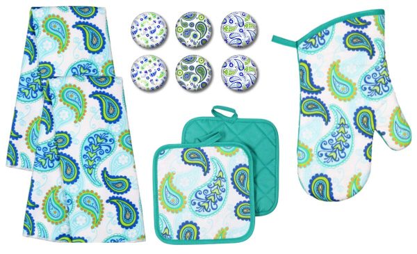 Kitchen Towel Set with Pot Holders Oven Mitt