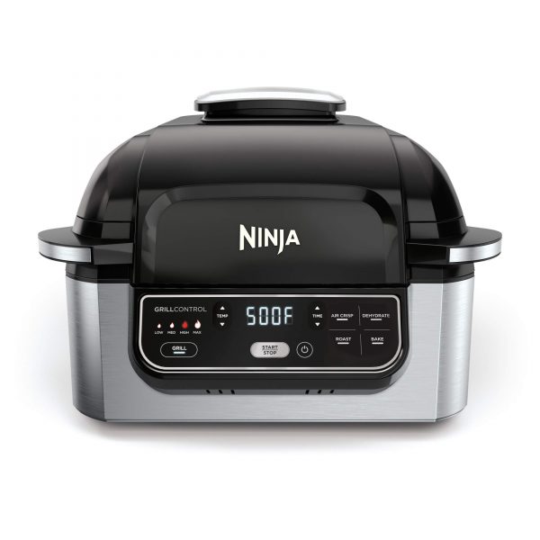 Ninja Foodi 5-in-1 4-Qt. Air Fryer, Roast, Bake, Dehydrate Indoor Electric Grill (AG301), 10" x 10", Black and Silver