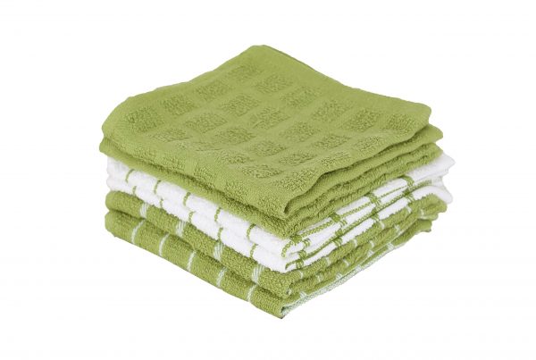 Ritz 100% Terry Cotton, Highly Absorbent Dish Cloth Set, 12” x 12”, 6-Pack, Cactus Green