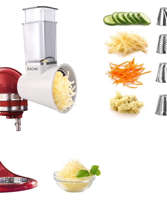 Slicer/Shredder Attachments for KitchenAid Stand Mixers, Food Slicers Cutter Vegetable Fruit Grater, Salad Maker Shredder Attachment 4 Blades for Cabbage, Carrot, Potato, Garlic, etc