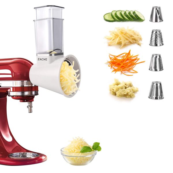 Slicer/Shredder Attachments for KitchenAid Stand Mixers, Food Slicers Cutter Vegetable Fruit Grater, Salad Maker Shredder Attachment 4 Blades for Cabbage, Carrot, Potato, Garlic, etc