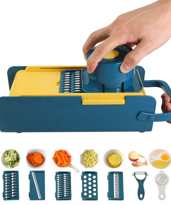 FUHUIM Mandoline Slicer, 7 in 1 Adjustable Vegetable Slicer, Fits for Cutting Cucumber/Potato/Carrot/Ginger/Garlic, Food Slicer Good Kitchen Tools