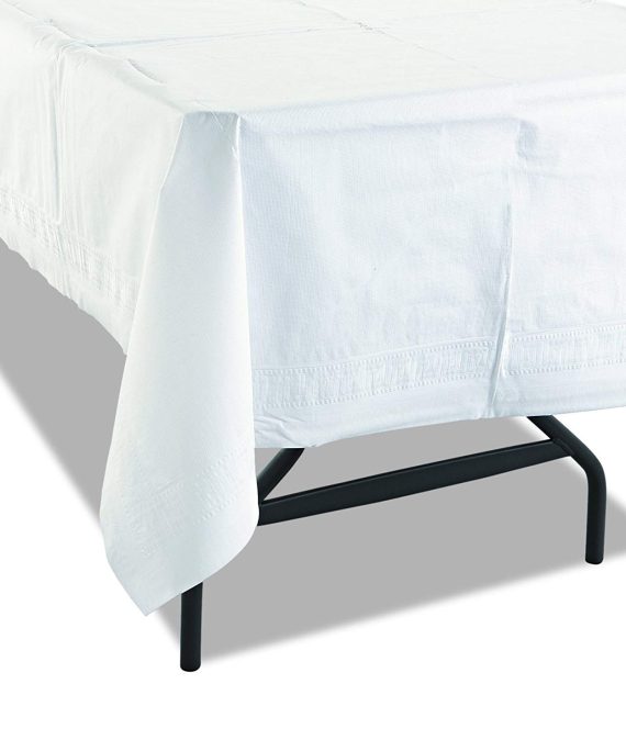 White Paper Table Cloths for Parties | 11 Disposable Tablecloths - Party Supplies | Premium Classic 3-Ply Tissue and Poly Rectangle Party Table Covers | 54” X 108” Party Table Cloths Disposable
