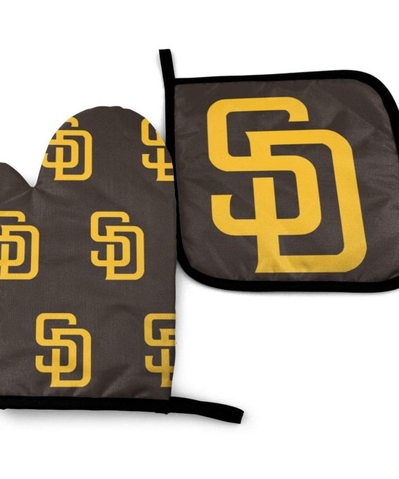 Luja Dling San Diego Baseball Team Pa-Dre Oven Mitt & Pot Holders Kitchen Gloves Washable Hot Pads for Cooking Grilling Barbeque Baking Heat
