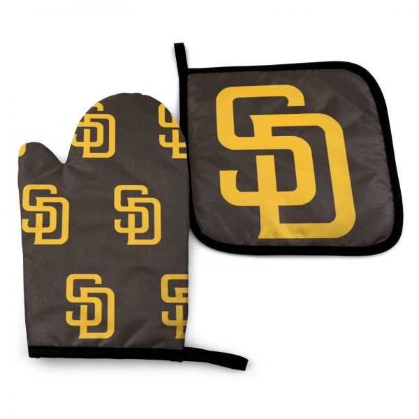 Luja Dling San Diego Baseball Team Pa-Dre Oven Mitt & Pot Holders Kitchen Gloves Washable Hot Pads for Cooking Grilling Barbeque Baking Heat