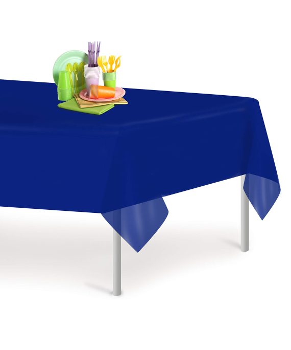 Navy Blue 12 Pack Premium Disposable Plastic Tablecloth 54 Inch. x 108 Inch. Rectangle Table Cover By Grandipity