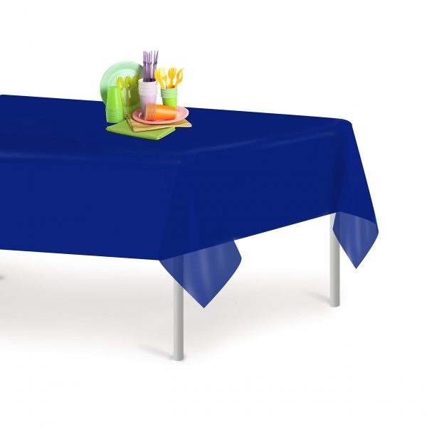 Navy Blue 12 Pack Premium Disposable Plastic Tablecloth 54 Inch. x 108 Inch. Rectangle Table Cover By Grandipity
