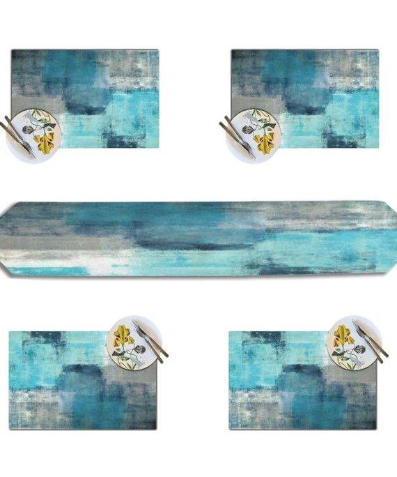 Turquoise Grey Abstract Art Painting Placemats