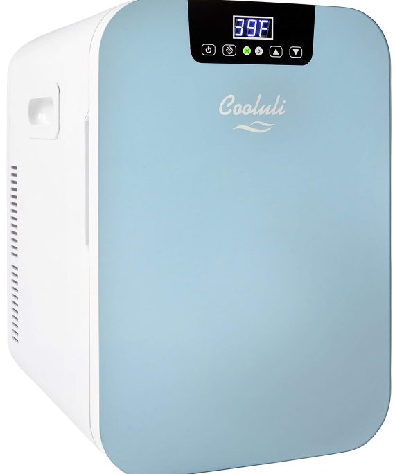 Cooluli Concord Blue 20 Liter Compact Cooler Warmer Mini Fridge for Bedroom, Office, Car, Dorm - Portable Makeup Skincare Fridge with Digital Temperature Control