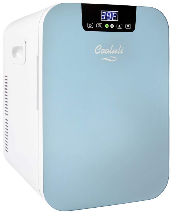 Cooluli Concord Blue 20 Liter Compact Cooler Warmer Mini Fridge for Bedroom, Office, Car, Dorm - Portable Makeup Skincare Fridge with Digital Temperature Control