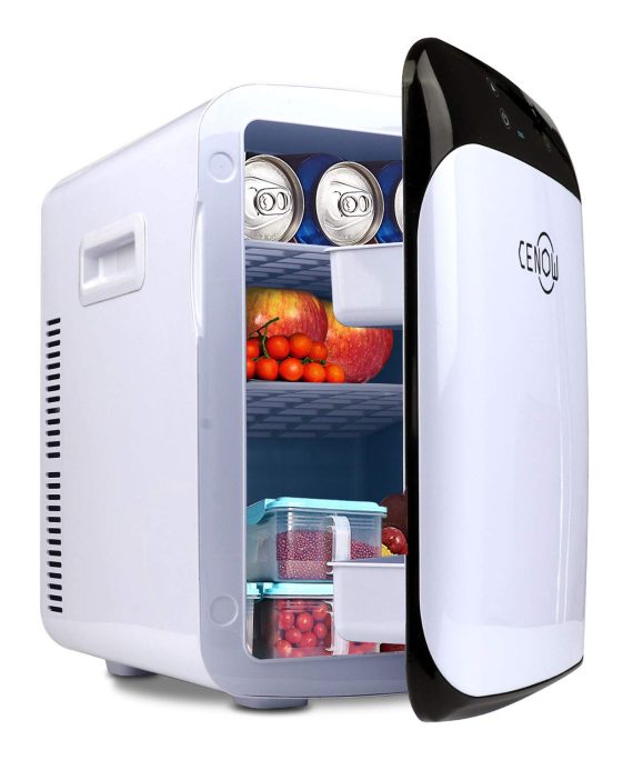 Mini Fridge with Cooler and Warmer with LED Display/Dual-Core System, 15 Liter Large Capacity Portable Compact Fridge, Mini Refrigerator with AC/DC Dual Power Mode for Home Car Office Dormitory