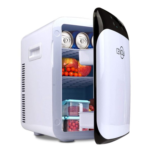 Mini Fridge with Cooler and Warmer with LED Display/Dual-Core System, 15 Liter Large Capacity Portable Compact Fridge, Mini Refrigerator with AC/DC Dual Power Mode for Home Car Office Dormitory