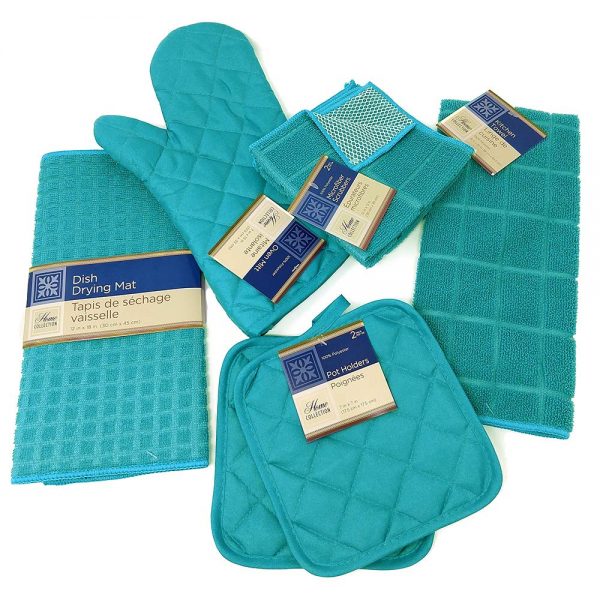 Kitchen Towel Set with 2 Quilted Pot Holders