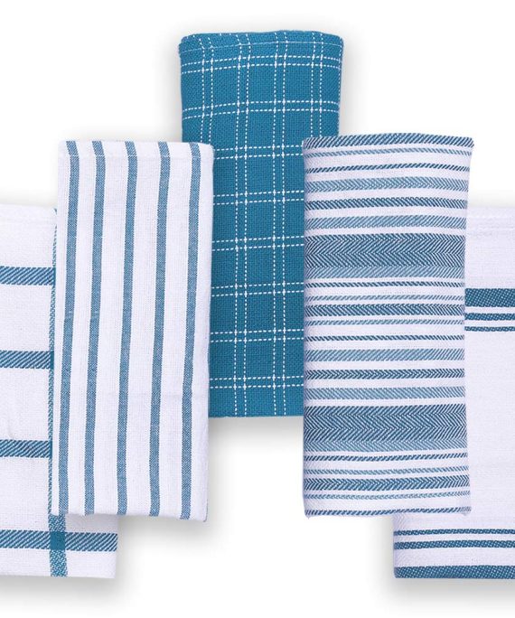 Cotton Talks Kitchen Towels - Pack of 5 Dish Towels Cotton - 18 x 28 inches Holiday Kitchen Towels - Extra Absorbent Dish Towels for Kitchen - Soft Hand Towels Kitchen - 100% Pure Cotton Fabric Teal