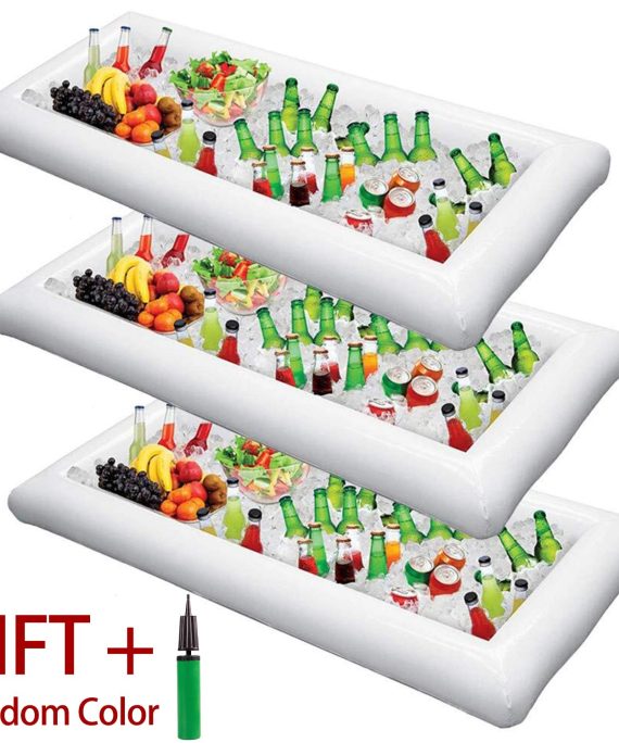 Inflatable Serving Bar Salad Ice Tray Food Drink Containers - BBQ Picnic Pool Party Supplies Buffet Luau Cooler,with a drain plug