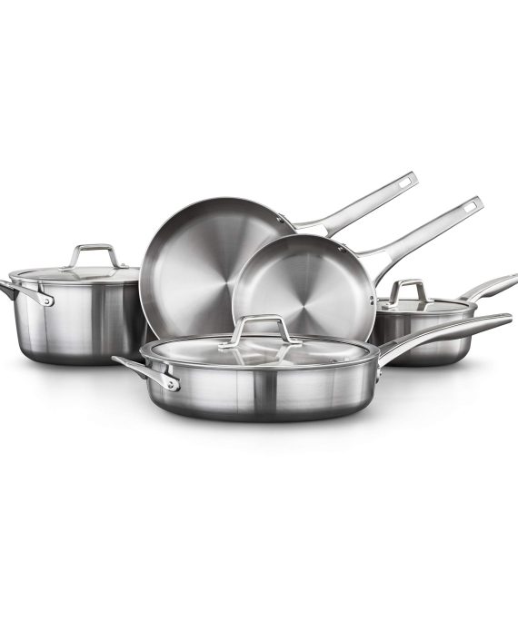 Calphalon Premier Stainless Steel Pots and Pans 8-Piece Cookware Set, Silver