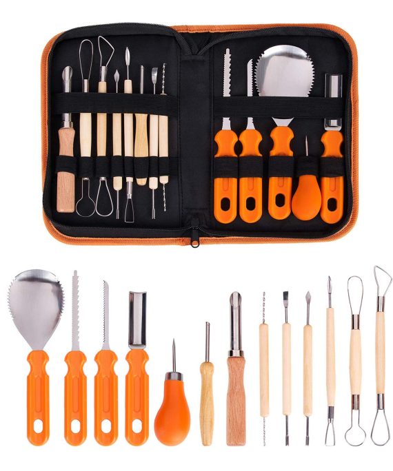 K Kwokker Halloween Pumpkin Carving Tool Kit Fruit Vegetable Food Ceramic & Pottery Tools Woodwork Peeling Tools Set Pottery & Clay Sculpting Tools 13 Pieces