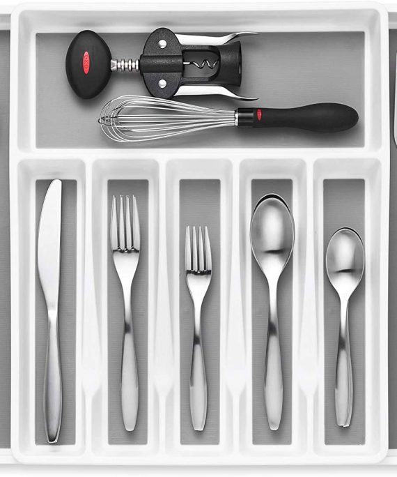 Expandable Cutlery Drawer Organizer, Flatware Drawer Tray for Silverware, Serving Utensils, Multi-Purpose Storage for Kitchen, Office, Bathroom Supplies