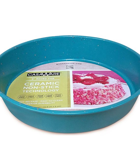 casaWare Ceramic Coated NonStick 9-Inch Round Pan, Blue Granite