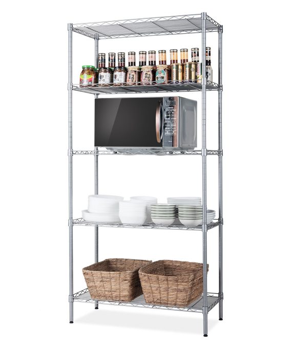 SINGAYE 5 Tier Storage Rack Wire Shelving Unit Storage Shelves Metal for Pantry Closet Kitchen Laundry 660Lbs Capacity 23.6" L x 14" W x 59.1" H Silver