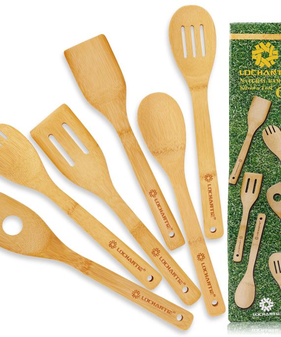 Kitchen Utensil Set Wooden Spoons - 6 pcs Bamboo Wooden Spoons & Spatula Cooking Utensils
