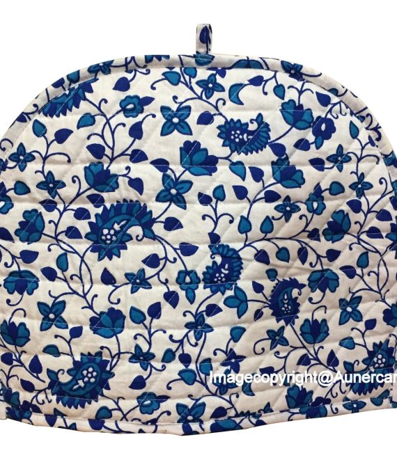 AUNERCART Blue White Cotton Handmade Designs Tea Cozy Creative Tea Cosy Indian Mandala Tea Cozies Tea Pot Cover