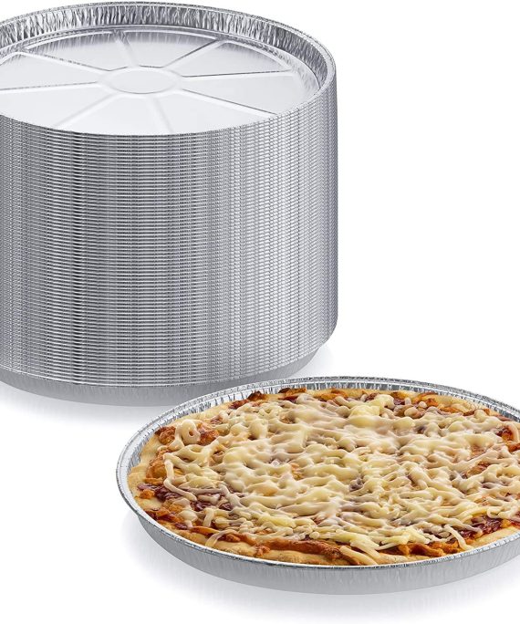 Pack of 12 Disposable Round Foil Pizza Pans – Durable Pizza Tray for Cookies, Cake, Focaccia and More – Size: 12-1/4" x 3/8"