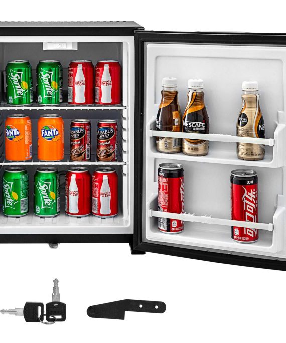 VBENLEM 1cu.ft. Portable Refrigerator,110V AC No Noise Compact Absorption Fridge,Black Mini Silent Cooler with Lock Reversible Door,for Bedroom Apartment Hotel Hospital Dorm Office,- 37~53℉