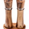 Wooden Salt and Pepper Grinders - Acacia wood salt and pepper grinder set, salt and pepper mills refillable, Matching wood tray. Luxury Gift box for weddings, birthdays, gourmet cooks.