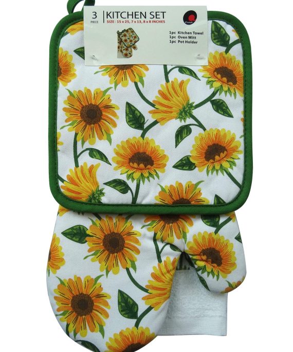 Kitchen Set -1 Kitchen Towel,1 Oven Mitt,1 Pot Holder